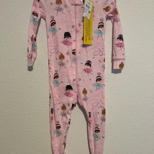 Soft Pink Winter Print Footie One Piece